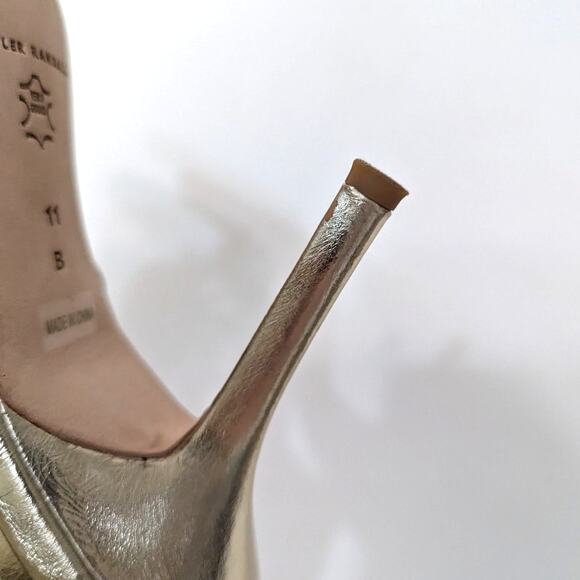 Loeffler Randall Margi Champagne Bow Heels Sandals Strappy Gold Size 11 Preowned - Picture 11 of 12